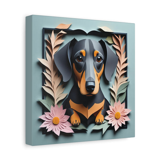 Black Dachshund Botanical Frame Wall Art - Dachshund Mom Gift or Dog Lover Decor
