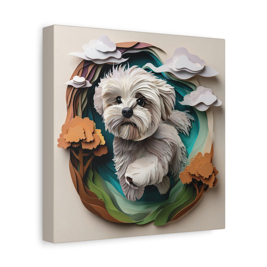 Maltese Dog Running Art - Personalized Maltese Decor