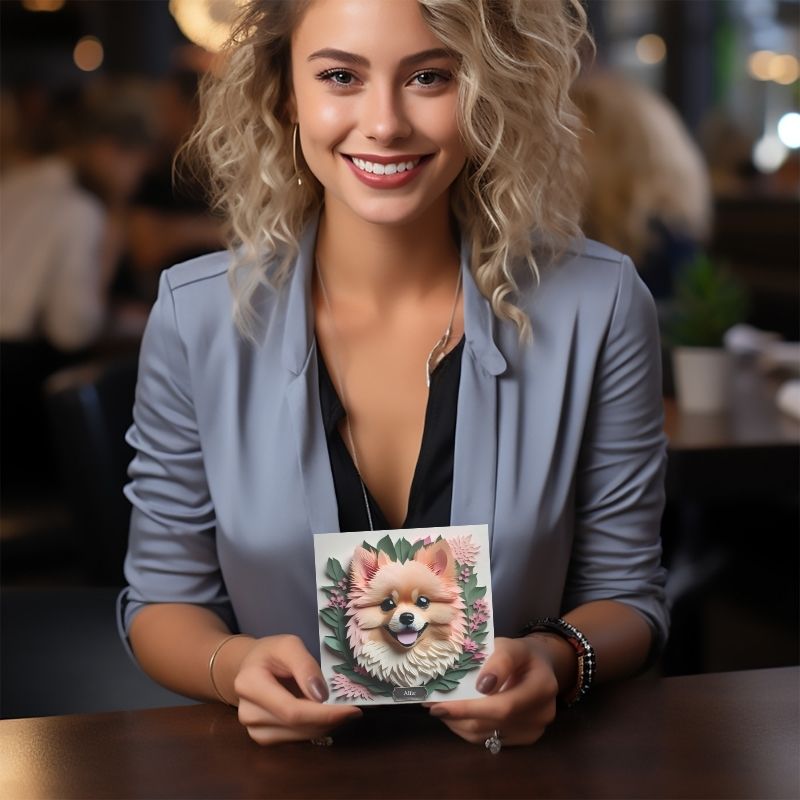 Pomeranian Floral Portrait Canvas - 3D Illusion Gallery Wrap