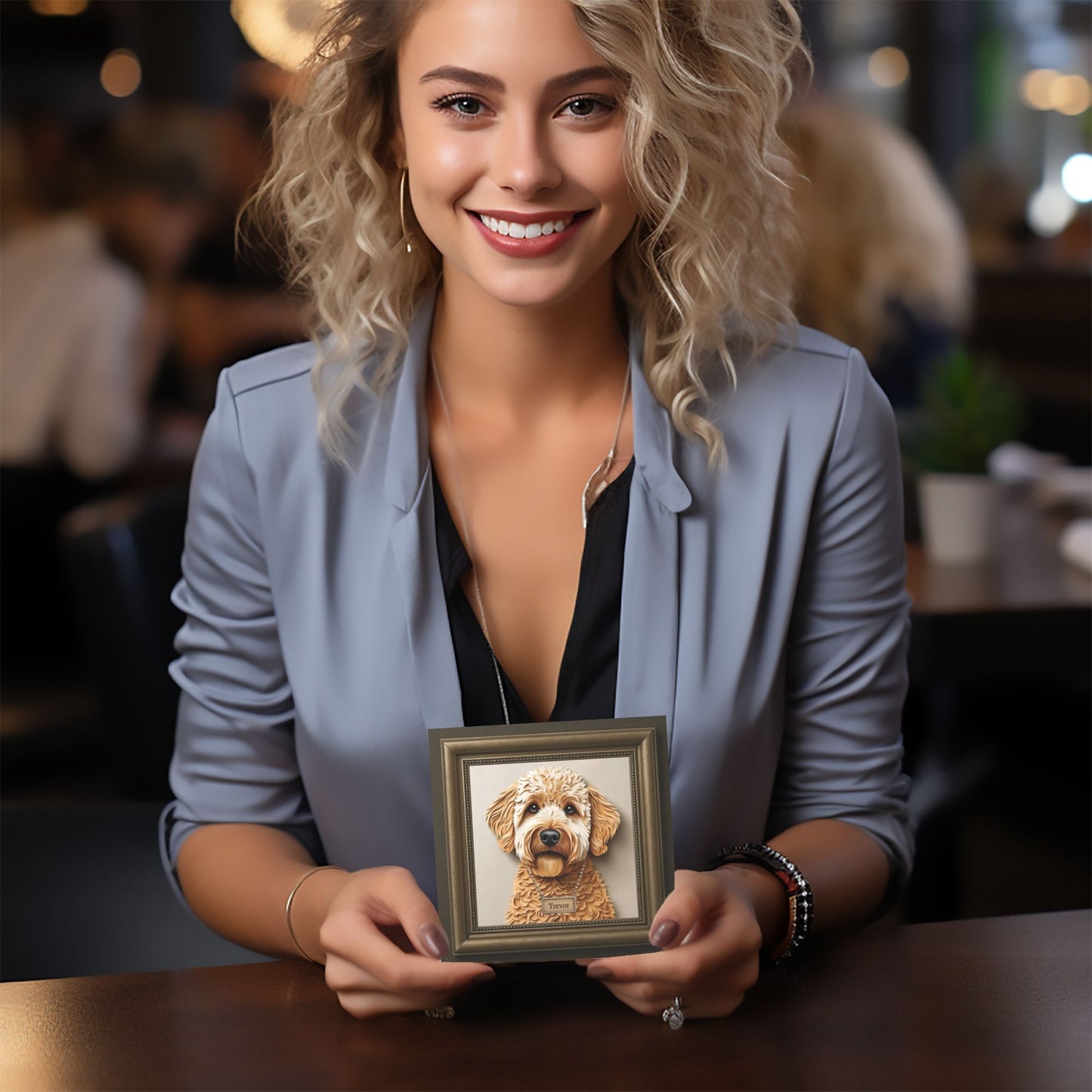 Golden Doodle Portrait in a Faux Classic Frame - 3D Illusion Canvas Print