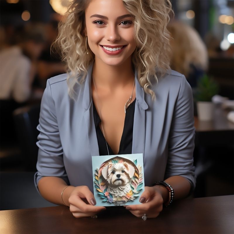 Custom Maltese Dog Print - 3D Illusion Pet Portrait