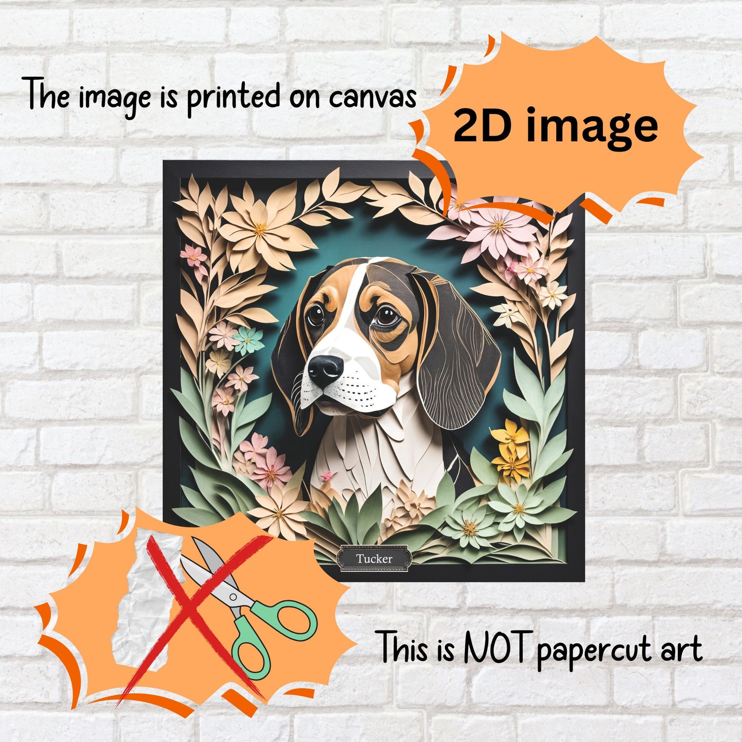 Beagle Portrait Canvas Wrap with Name Personalization, A Perfect Beagle Lover Gift
