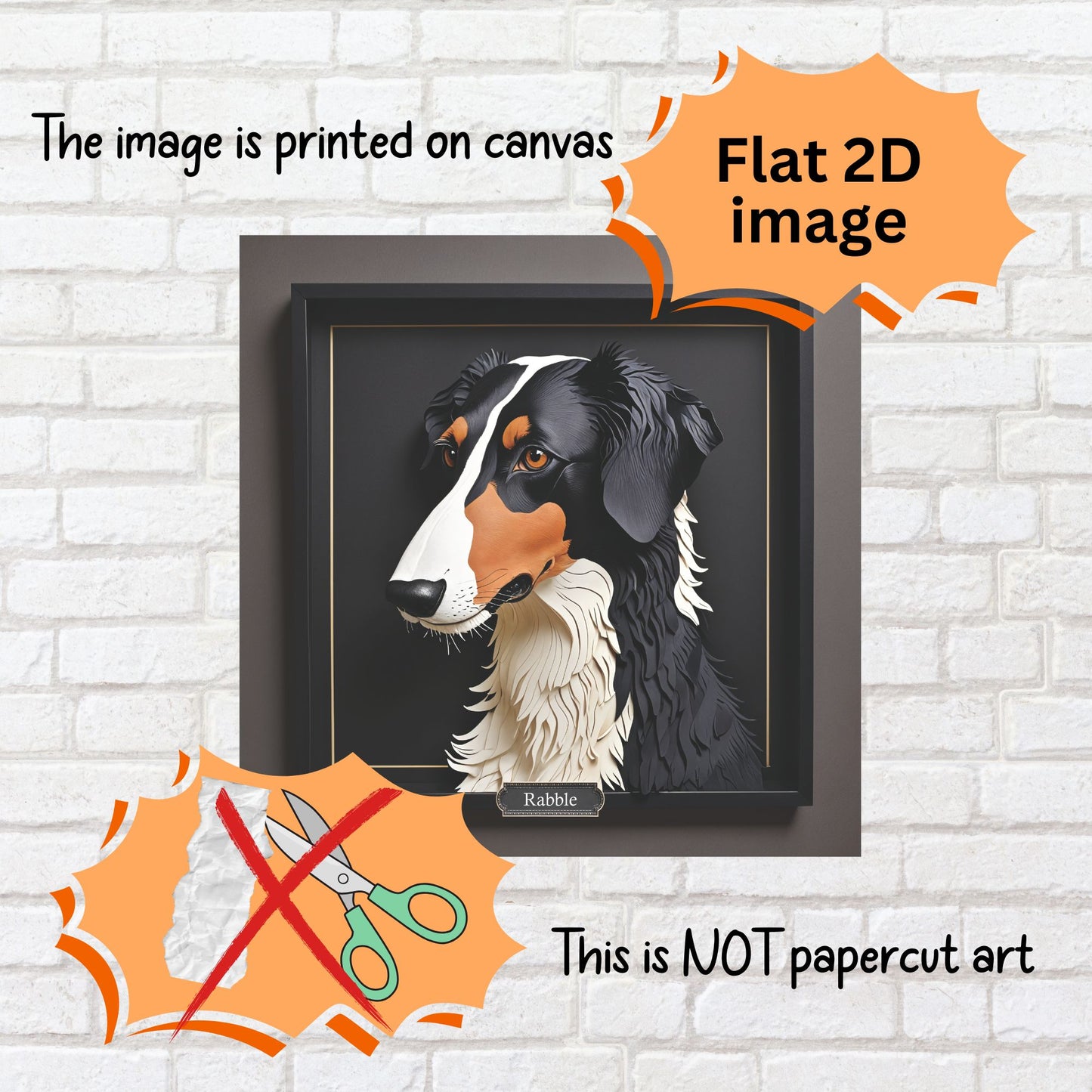 Classic Borzoi Dog Portrait - 3D Illusion Wall Art for Home Decor or Memorial Gift