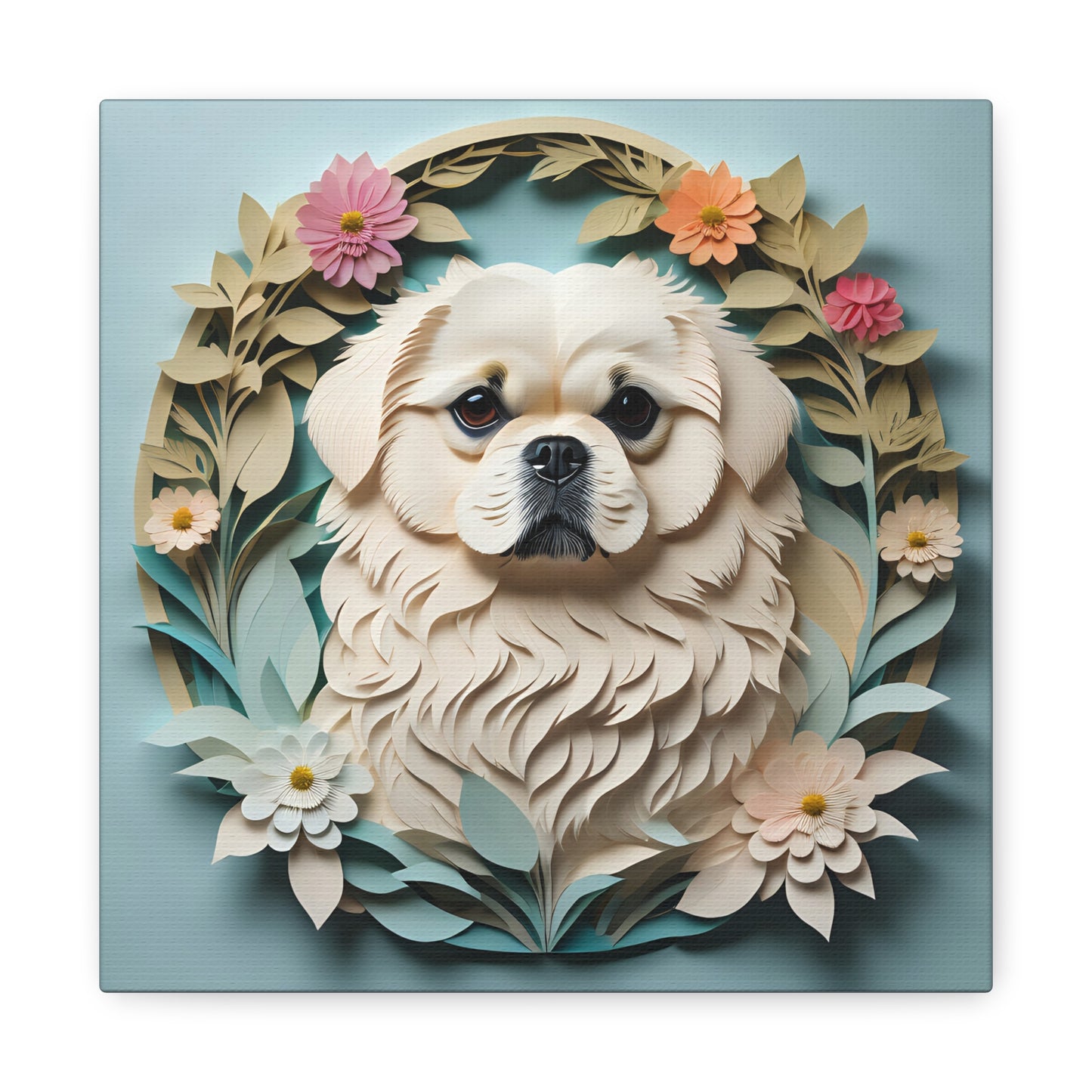 White Pekingese Dog Wall Art - Pekingese Dog Memorial Gift or Decor