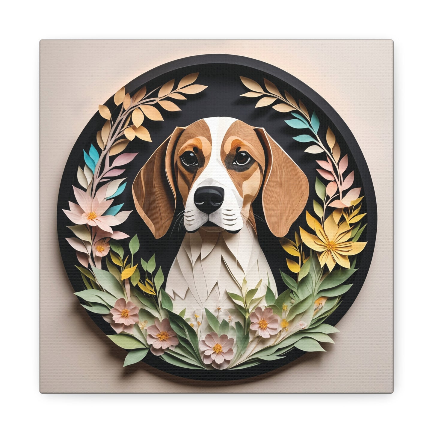 Beagle Portrait in Circular Vignette with Name Personalization, Beagle Lover Perfect Gift, Unique Beagle Mom Dad Gift, Beagle Memorial