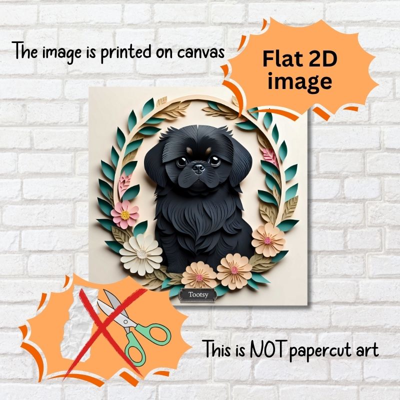 Black Pekingese Dog Wall Art - Pekingese Dog Memorial or Decor