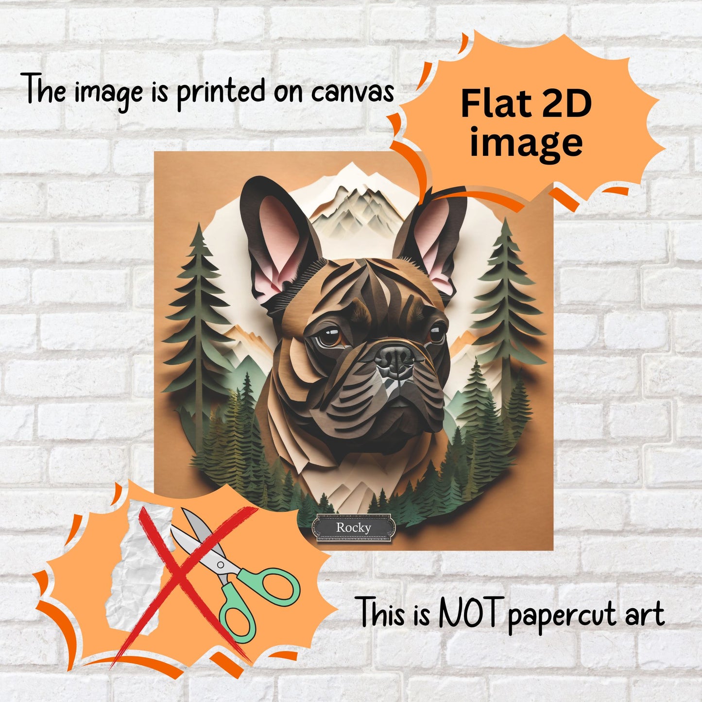 Personalized French Bulldog Wall Art - 3D Illusion Forest & Mountain Frenchie Memorial