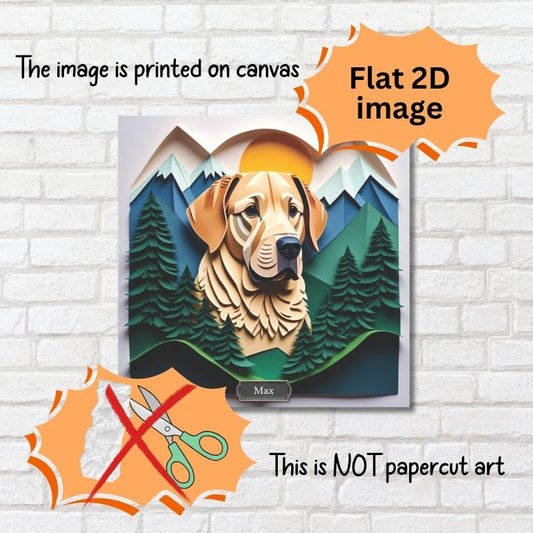 Yellow Labrador Retriever Mountain Scene Art - Personalized Labrador Memorial Gift