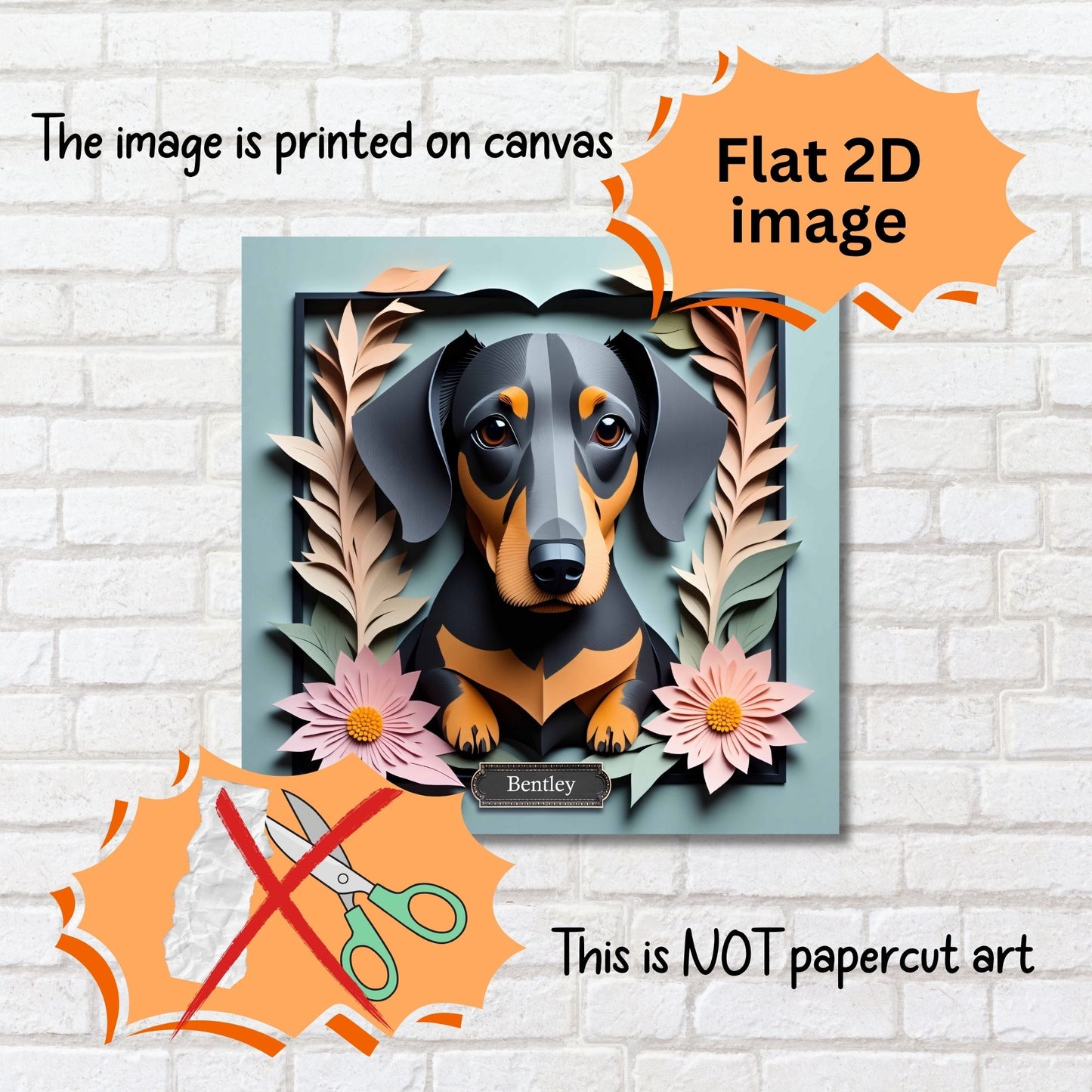 Black Dachshund Botanical Frame Wall Art - Dachshund Mom Gift or Dog Lover Decor