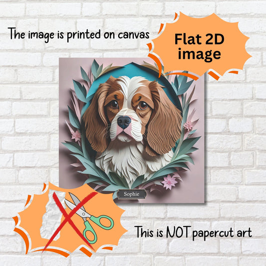 Cavalier King Charles Spaniel Canvas Print - 3D Illusion Cavalier Memorial Art