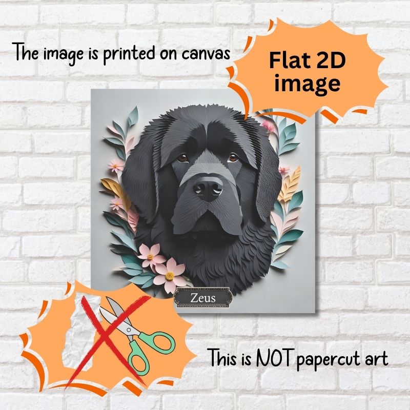 Newfoundland Dog Portrait Canvas Print - Newfie Mom or Dad Gift - Newfoundland Memorial Gift