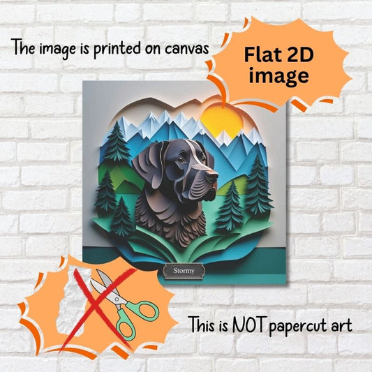 Black Labrador Retriever Mountain Landscape Wall Art - Personalized Labrador Memorial