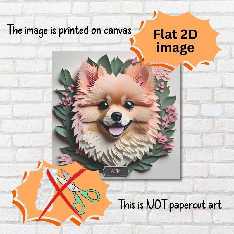 Pomeranian Floral Portrait Canvas - 3D Illusion Gallery Wrap