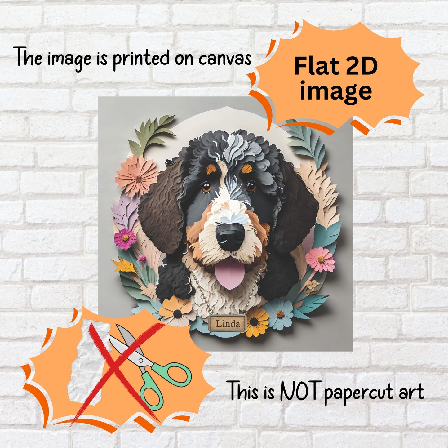 3D Illusion Bernedoodle Wall Art