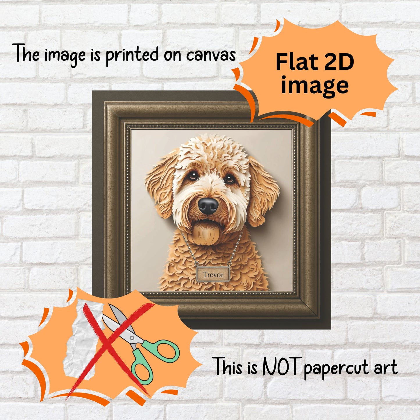 Golden Doodle Portrait in a Faux Classic Frame - 3D Illusion Canvas Print