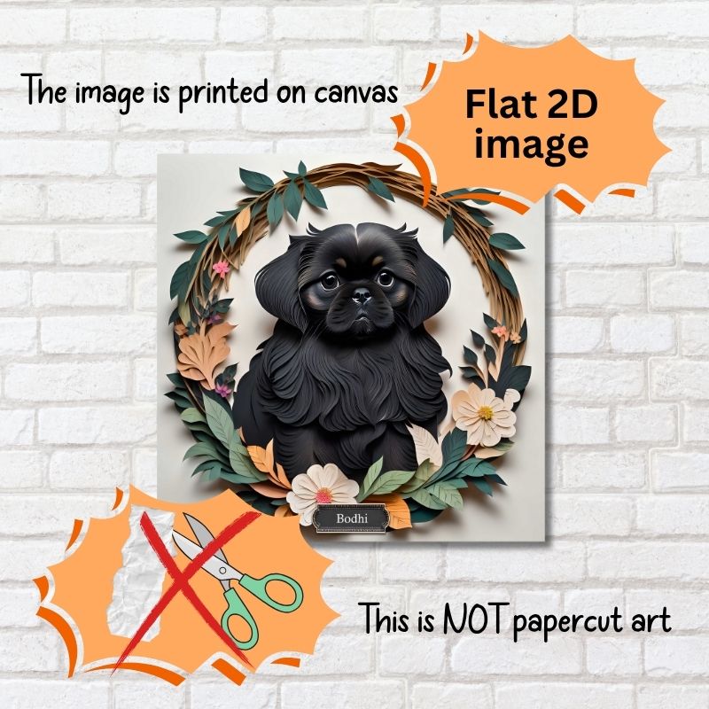 Black Pekingese Dog Wall Art - Pekingese Dog Memorial Gift or Decor