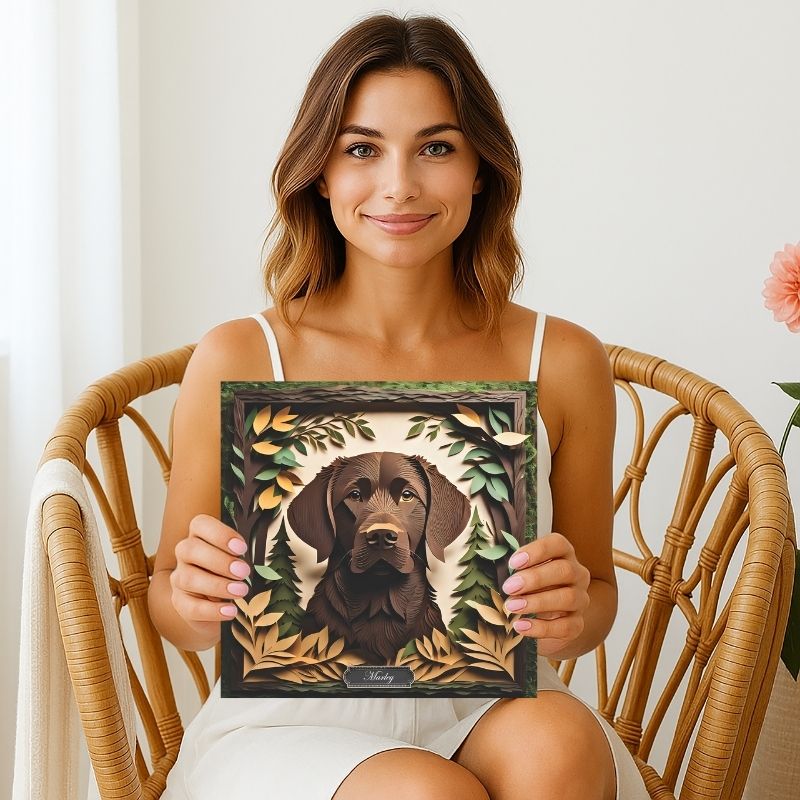 Chocolate Labrador Retriever Canvas with Name Personalization