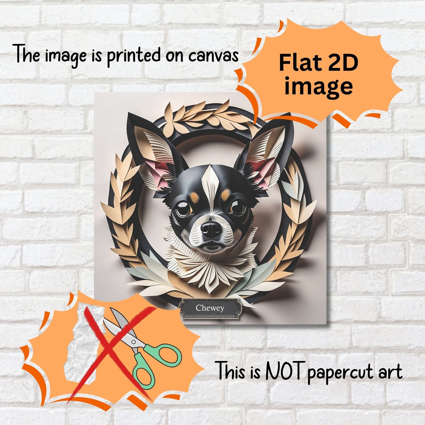 Chihuahua Dog Name Wall Art - 3D Illusion Dog Decor - Personalized Dog Gift for Pet Lovers