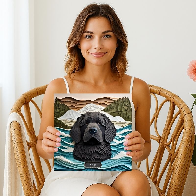 Newfoundland Water Rescue Dog Portrait - Newfie Mom or Dad Gift - Dog Loss Memorial Gift