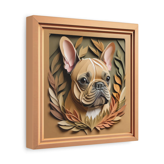 French Bulldog Portrait in Natural Colors - Faux Papercut 3D Illusion Dog Lover Wall Art