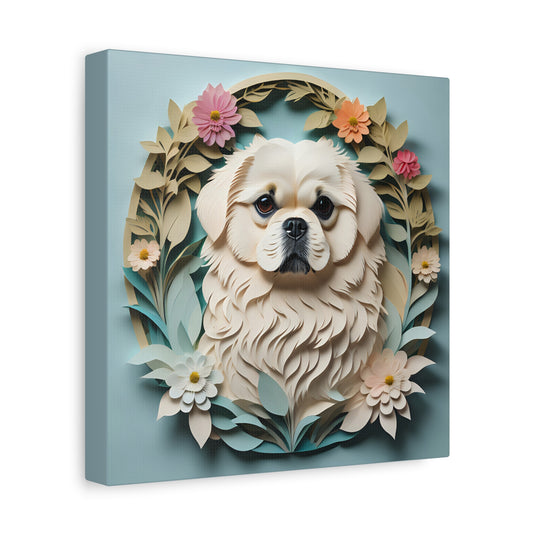 White Pekingese Dog Wall Art - Pekingese Dog Memorial Gift or Decor
