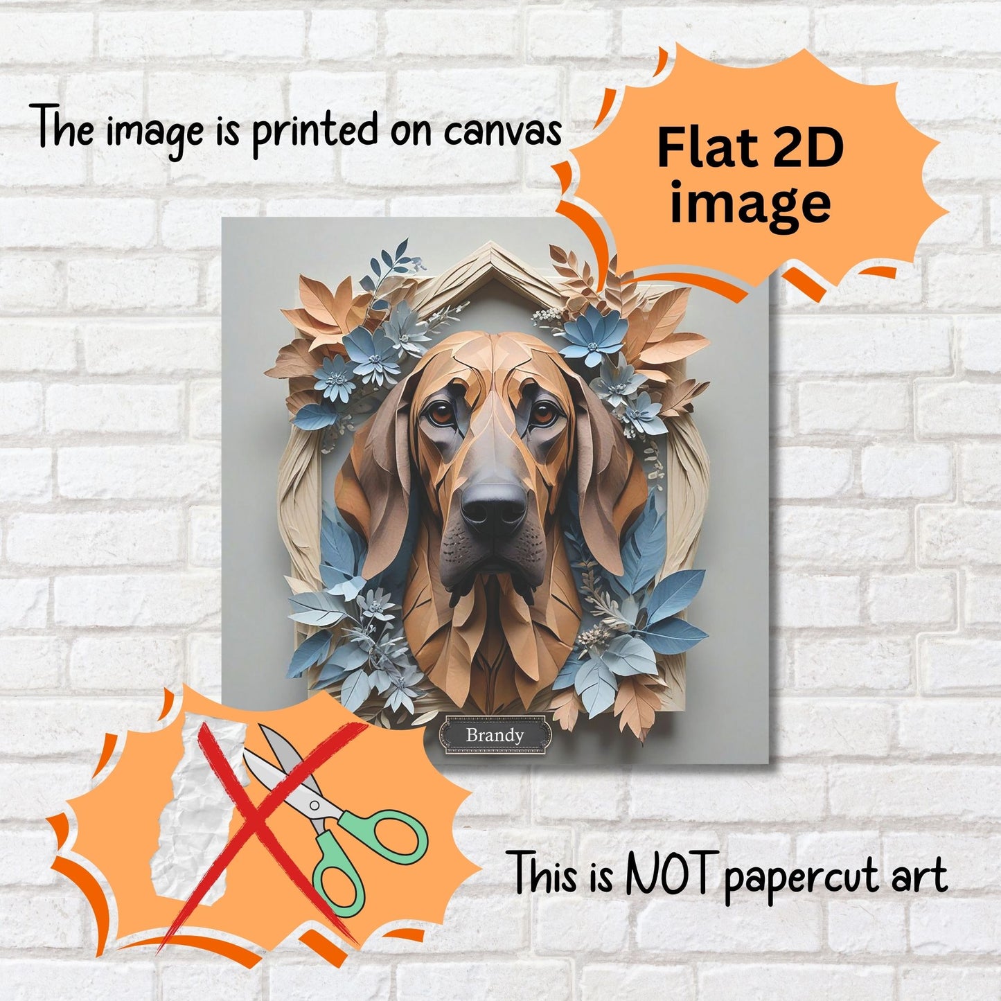 Bloodhound Floral Accent Portrait - 3D Illusion Dog Lover Gift