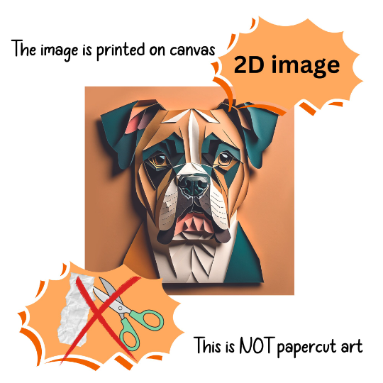 Boxer Portrait in Faux Craft Art Style - Boxer Owner Home Decor or Memorial Gift
