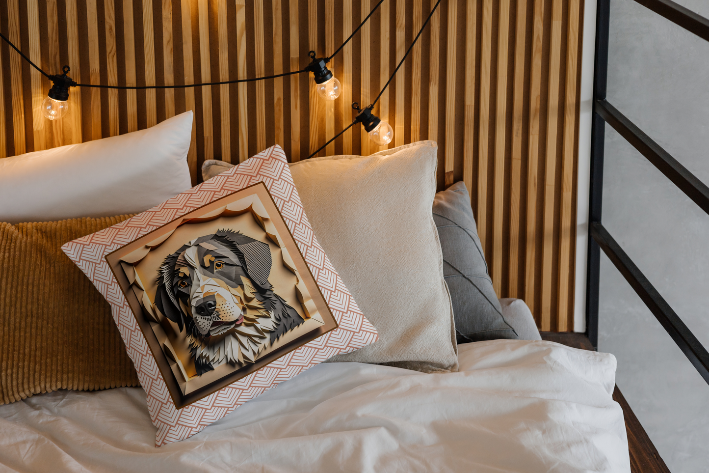 Bernese Mountain Dog Boho Square Pillow
