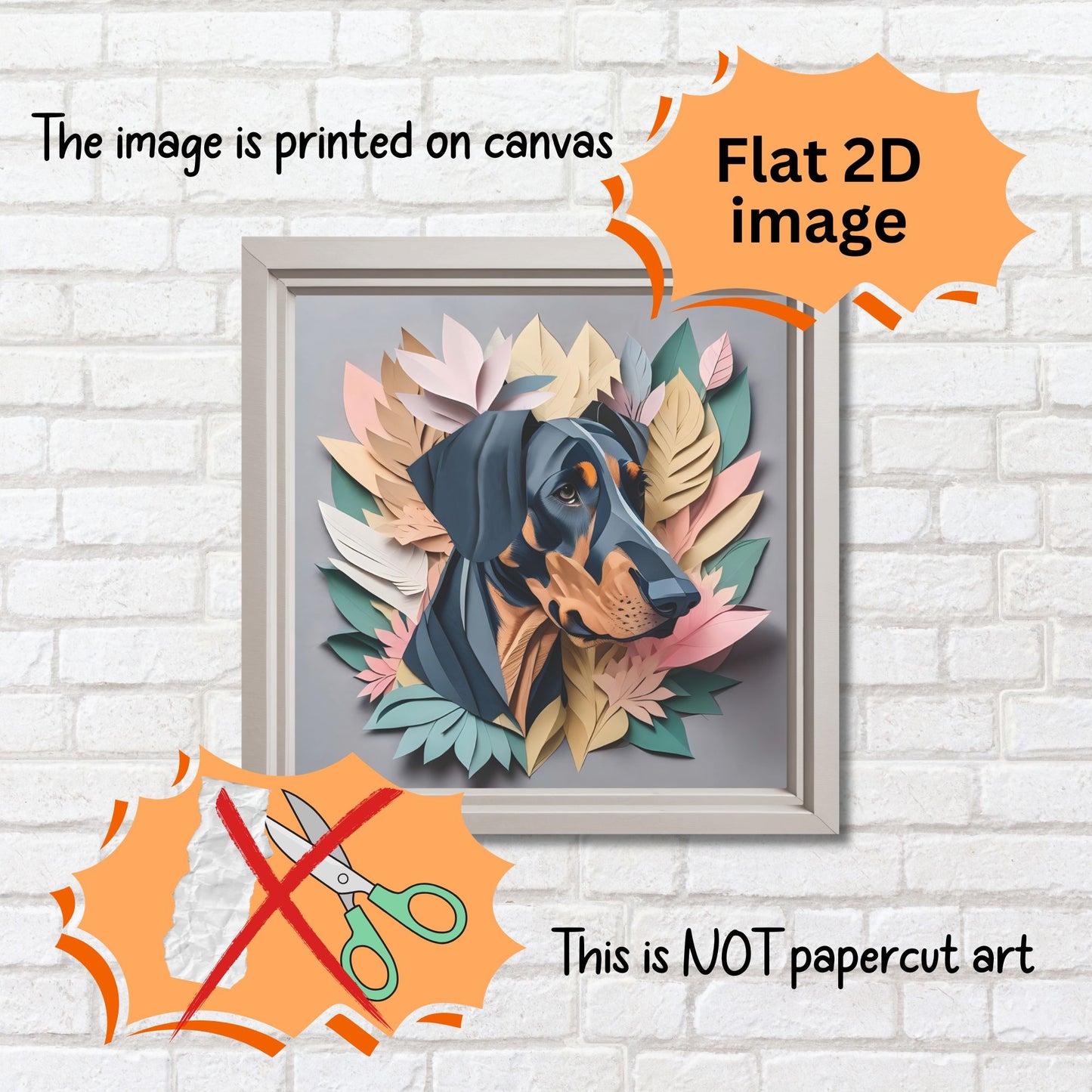 Doberman Portrait in Pastel Leaves - Doberman Lover Wall Art - Dobie Memorial Gift