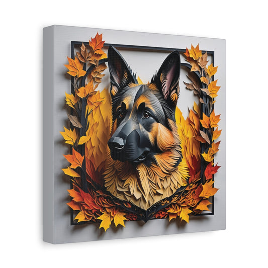 Regal German Shepherd with Golden Autumn Foliage - 3D Illusion Art with Name Personalization