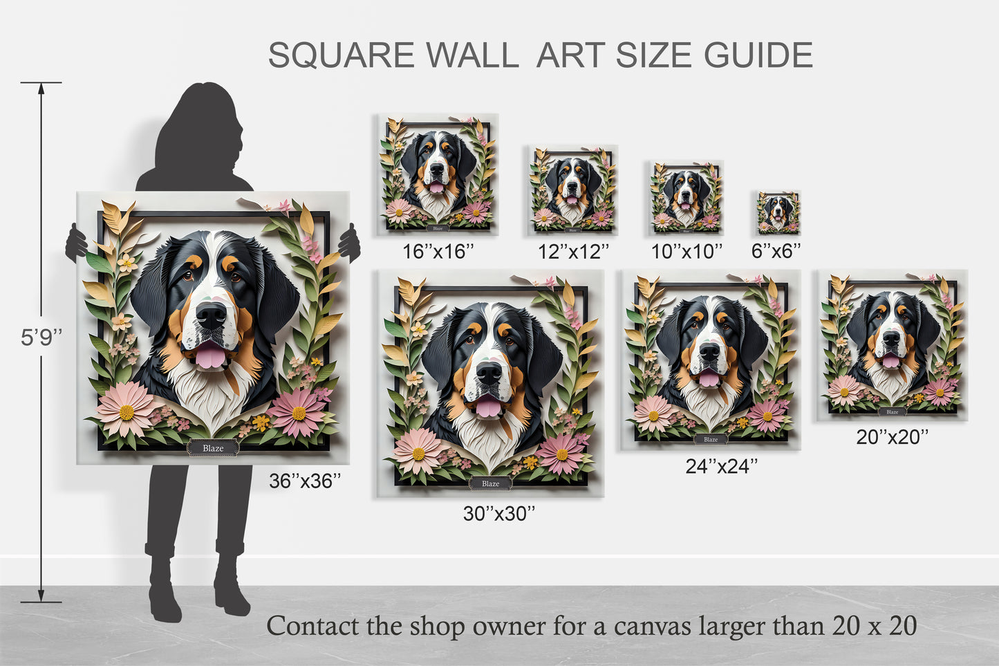 Bernese Mountain Dog Canvas Print - Vibrant Floral Design for Modern Home