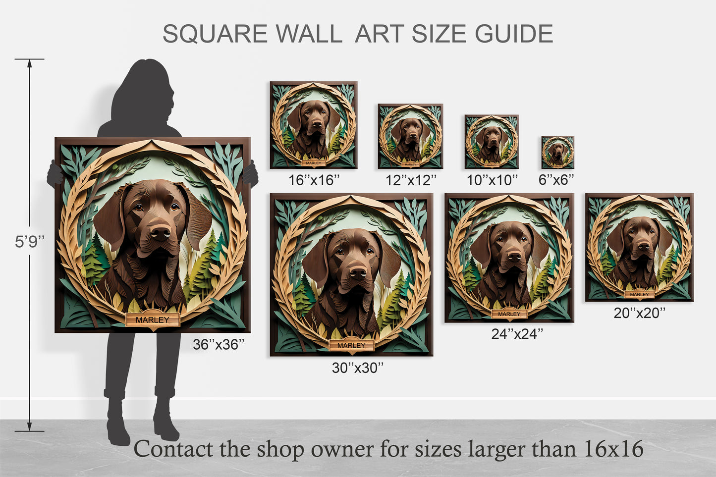 Chocolate Labrador Nature-Framed Canvas with Name Personalization