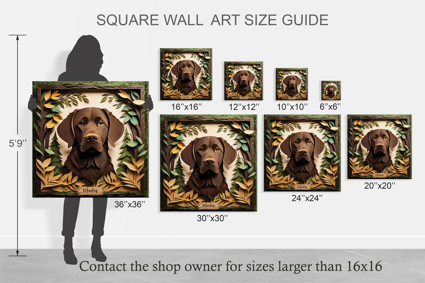 Chocolate Labrador Retriever Canvas with Name Personalization