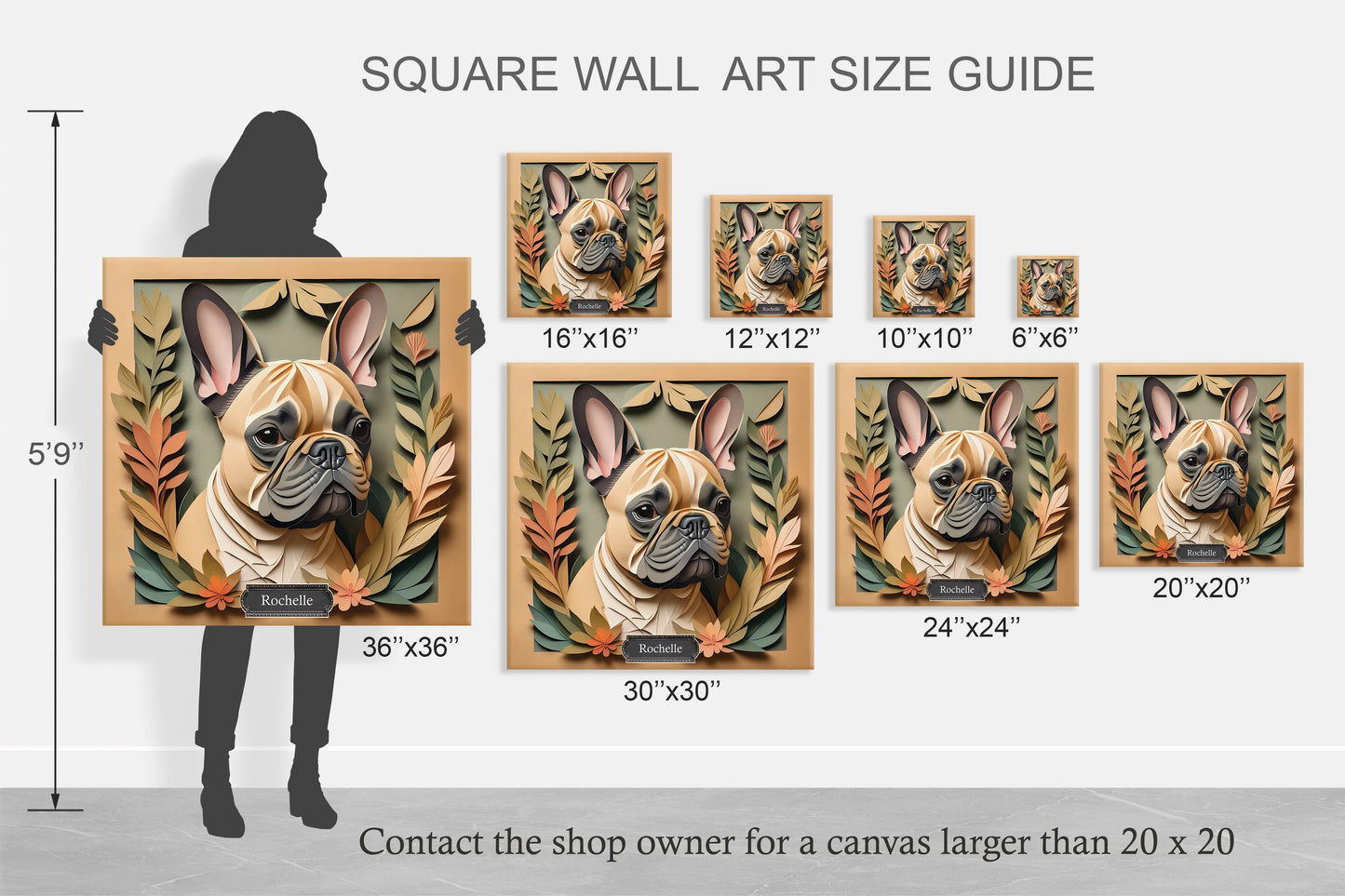 Fawn French Bulldog Canvas Print - Memorial Frenchie Portrait,