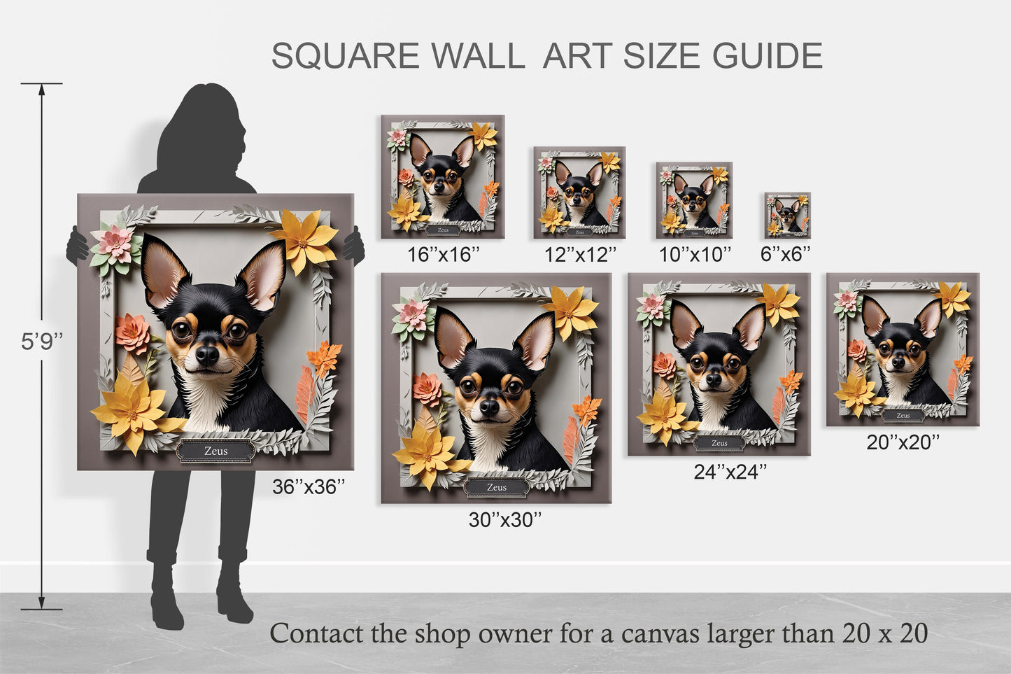 Black and Tan Chihuahua Canvas Print - Chihuahua Memorial Gift