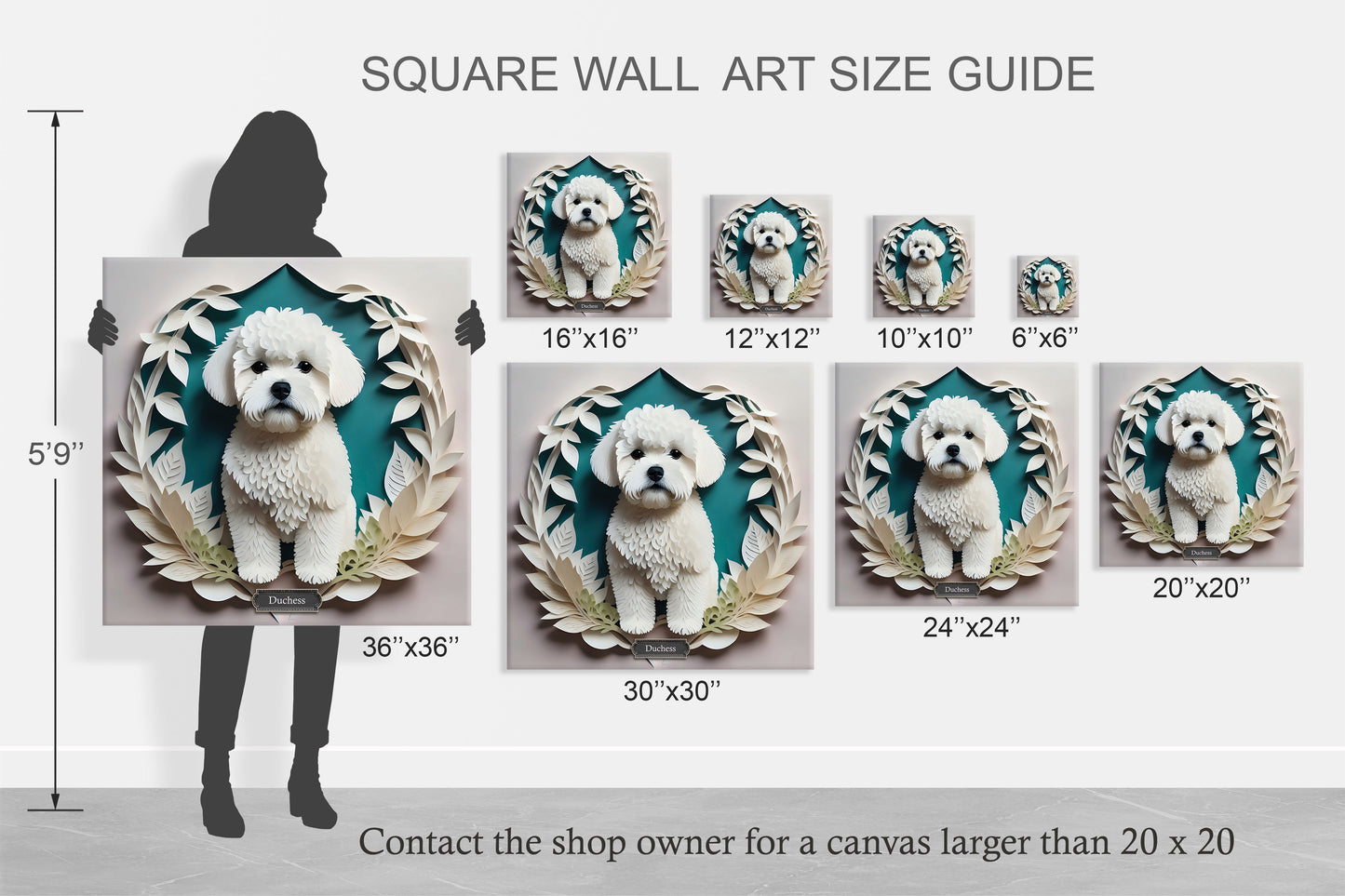 Bichon Frise Portrait in White Leaves - Bichon Mom or Dad Gift