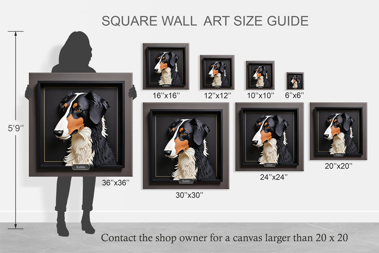 Classic Borzoi Dog Portrait - 3D Illusion Wall Art for Home Decor or Memorial Gift