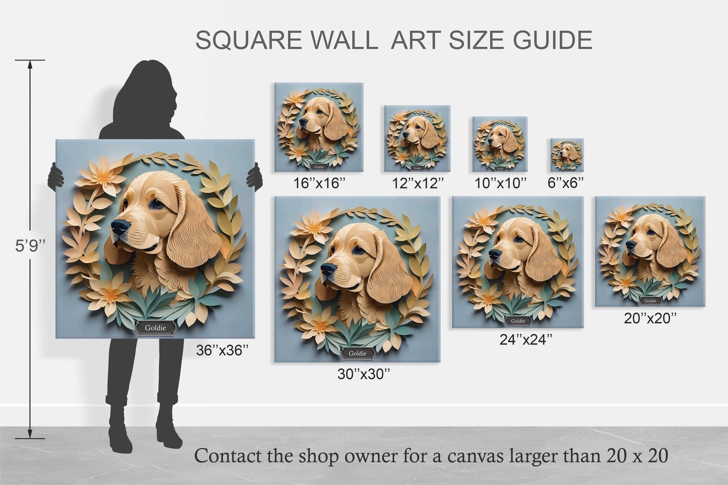 Brown Cocker Spaniel Portrait on Canvas - 3D Illusion Canvas Print