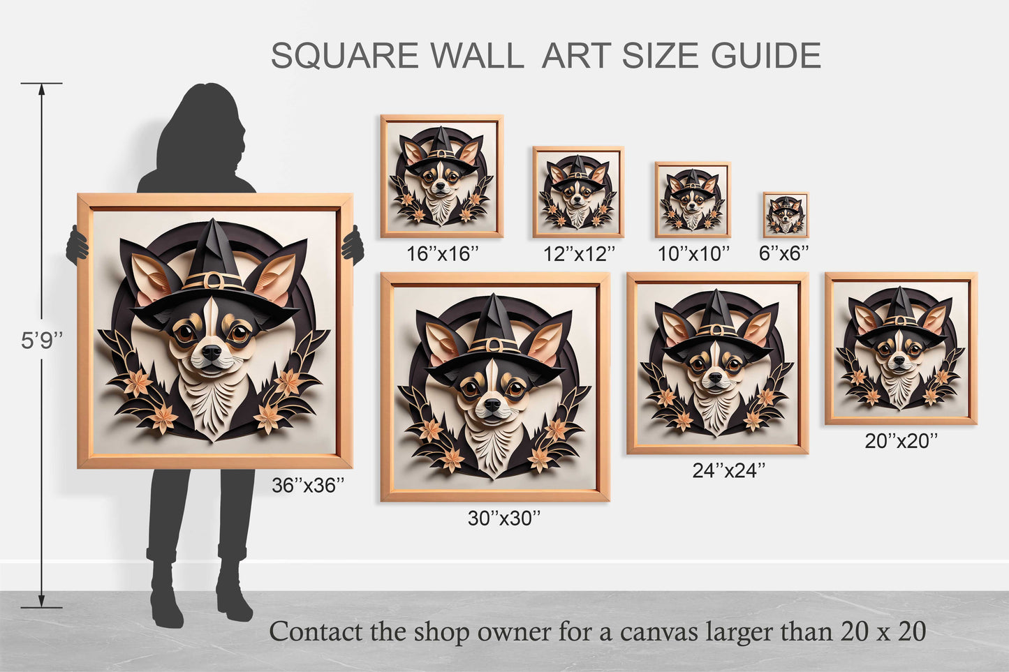 Halloween Chihuahua Canvas Print - Fall Holiday Décor or Gift for a Chihuahua Lover