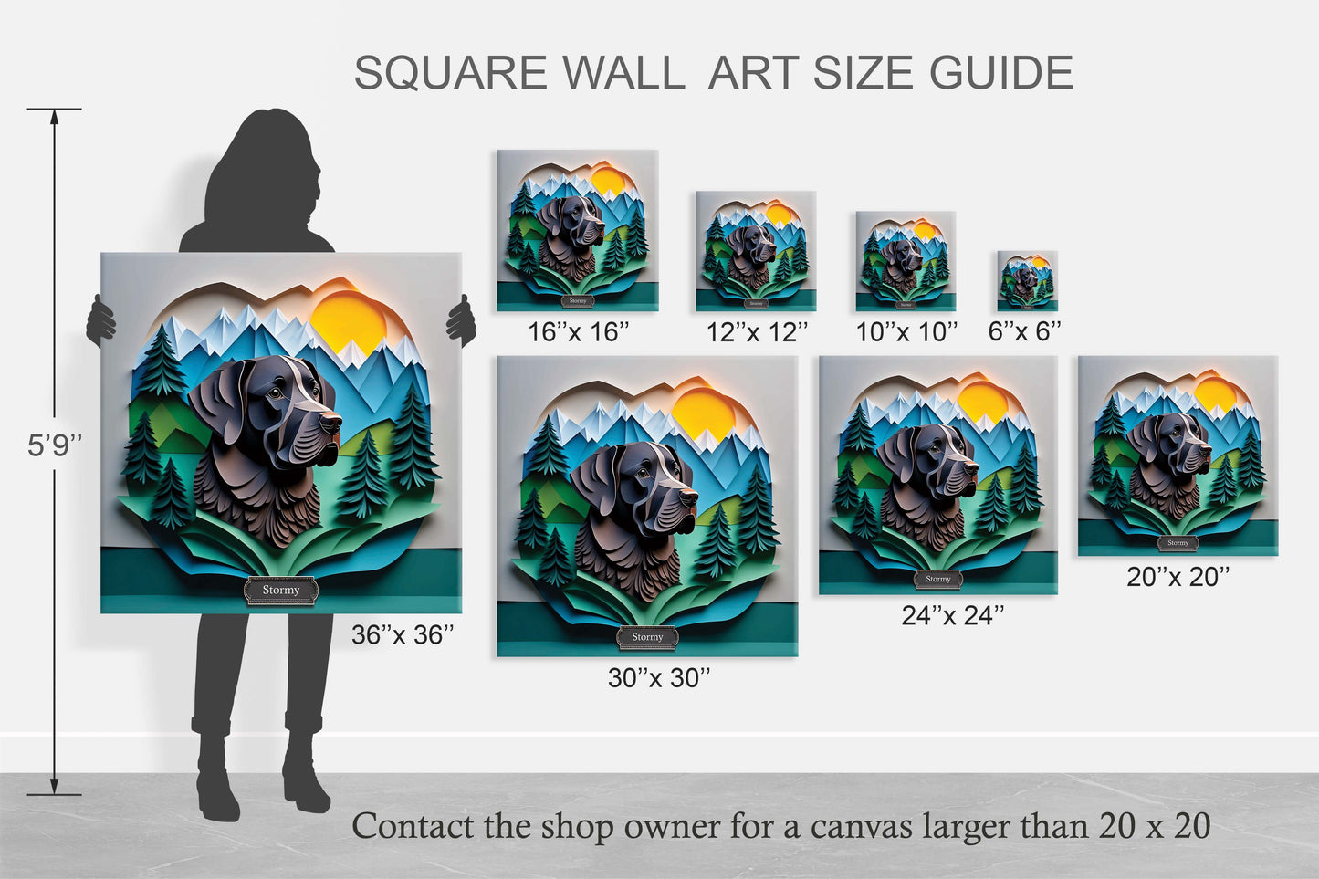 Black Labrador Retriever Mountain Landscape Wall Art - Personalized Labrador Memorial