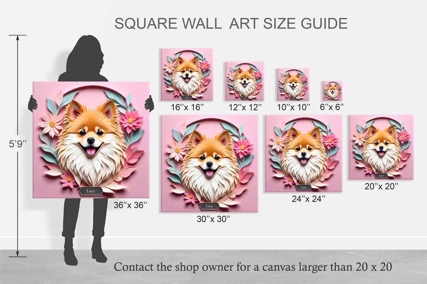 Colorful Pomeranian Wall Art - 3D Illusion Gallery Wrap