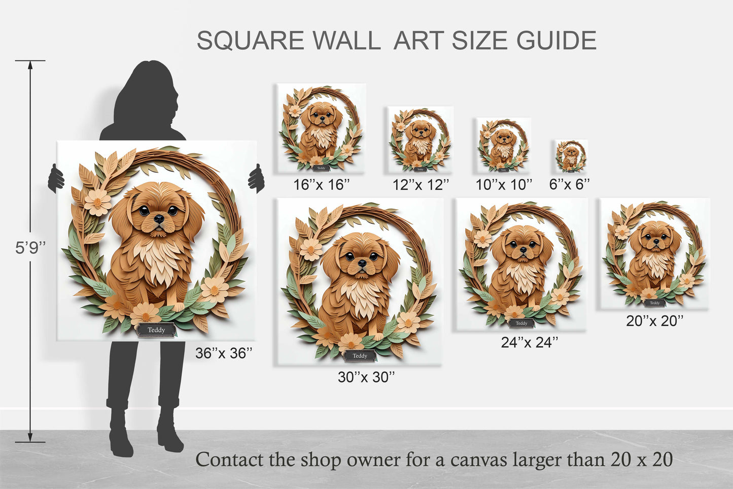 Fawn Pekingese Dog Wall Art - Pekingese Dog Memorial Gift or Decor