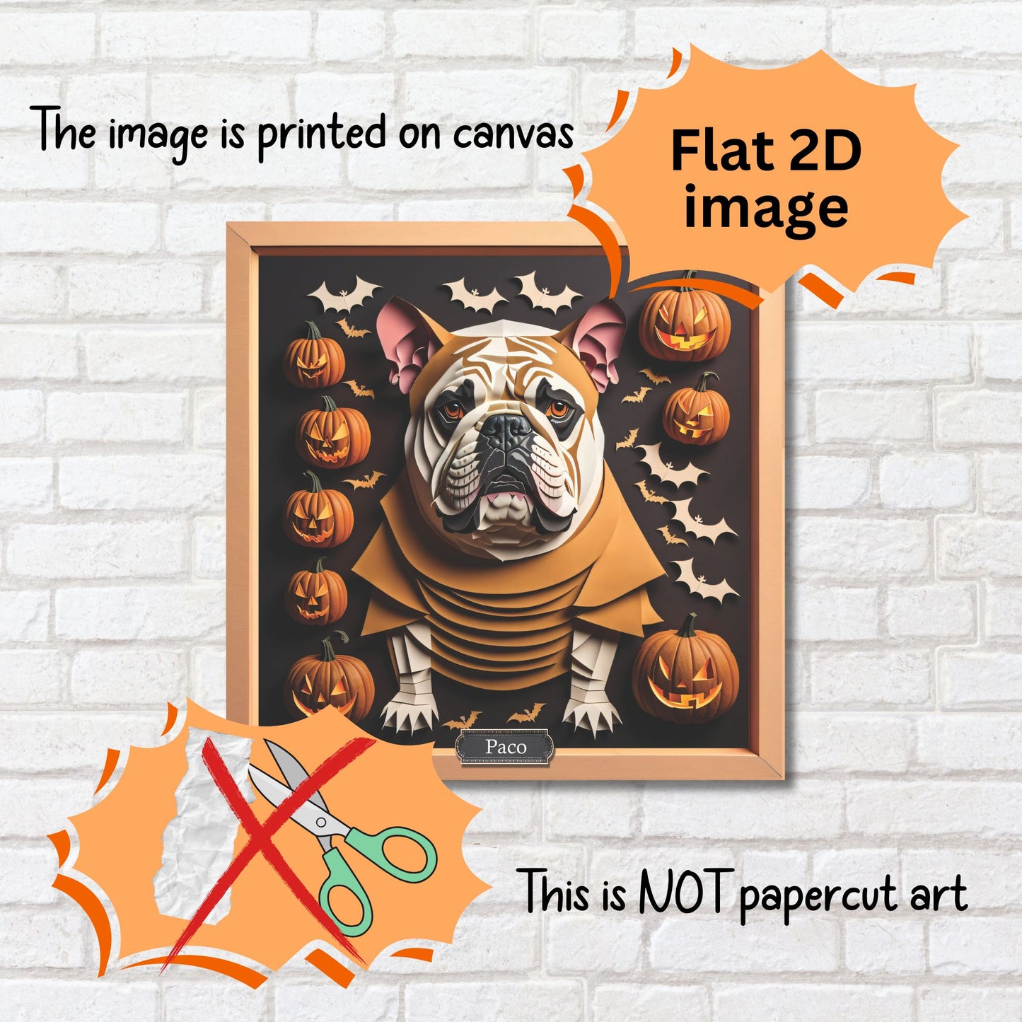 Halloween Bulldog Canvas Print - Fall Holiday Decor or Gift for a Bulldog Lover