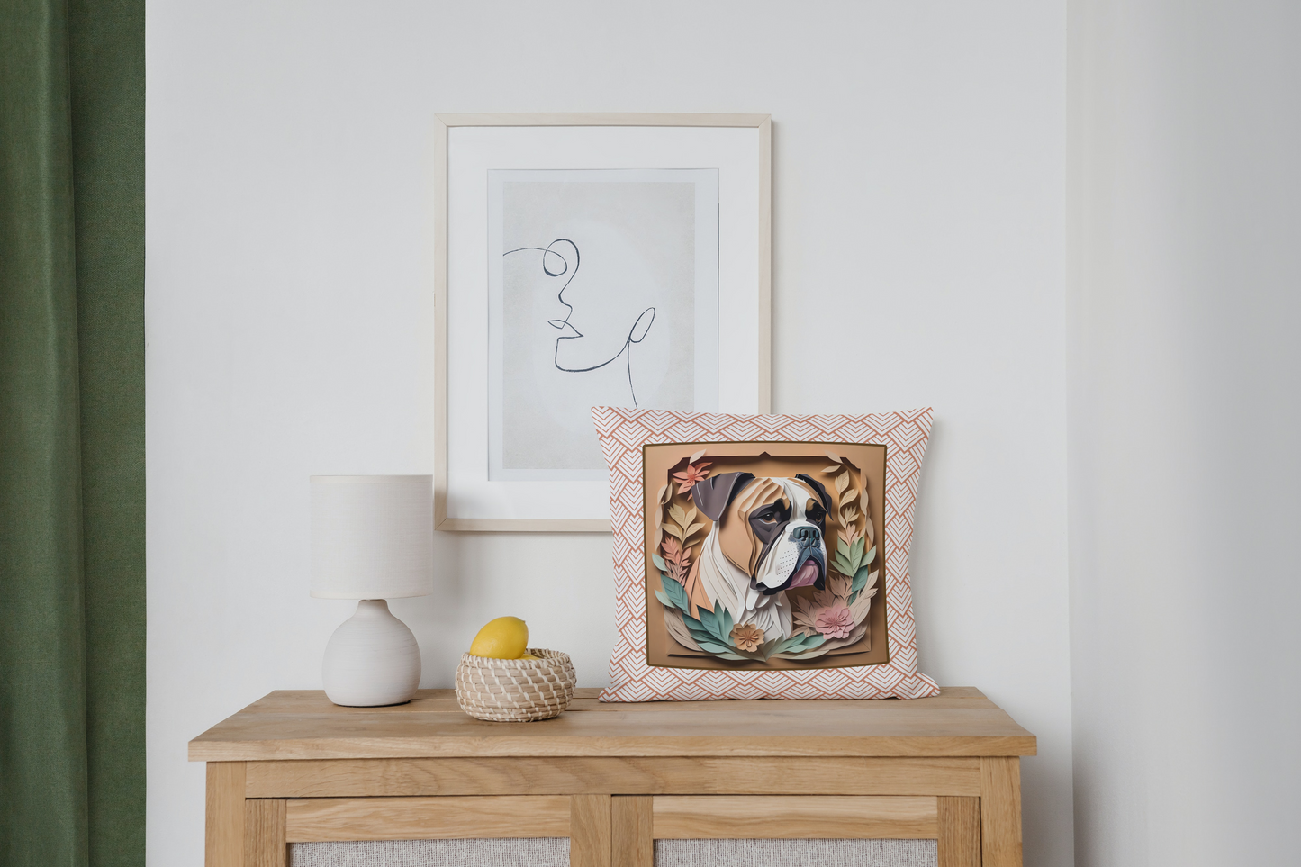Boxer Boho Square Pillow - Boxer Owner Birthday, Housewarming, or Memorial Gift