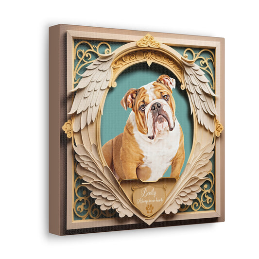 Custom Memorial Pet Portrait - Wings Down Golden and Teal Design