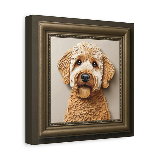 Golden Doodle Portrait in a Faux Classic Frame - 3D Illusion Canvas Print