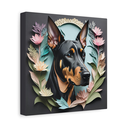 Doberman Portrait on Charcoal Background -  Dobie Wall Art Home Decor