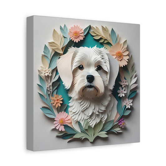 Maltese Memorial Art -  3D Illusion Vintage Style Dog Wall Decor