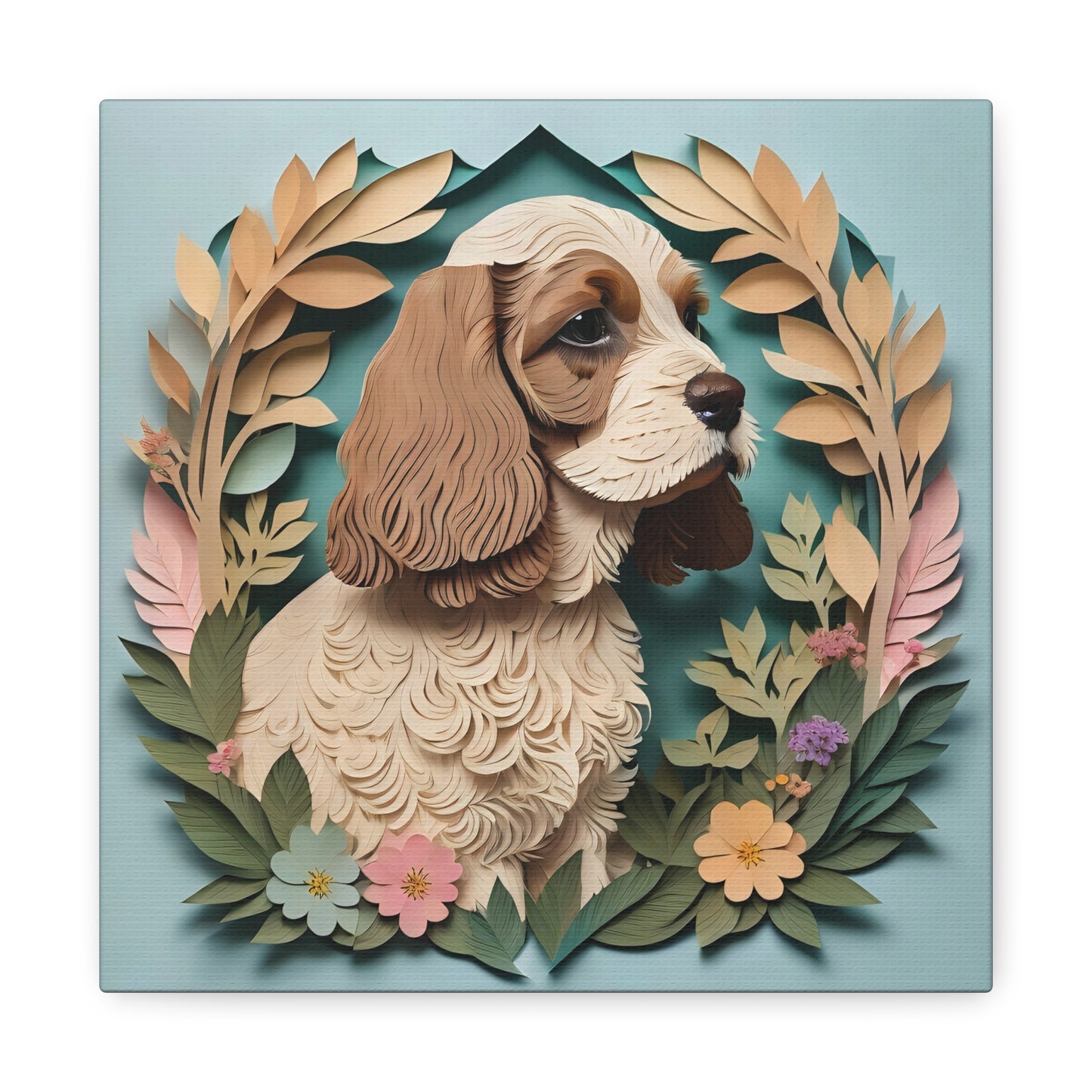 American Cocker Spaniel Portrait on Canvas - 3D Illusion Dog Lover Wall Art