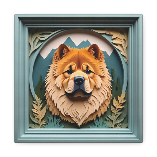 Chow Chow Mountain Scene Wall Art - Personalized Dog Name Pet Portrait